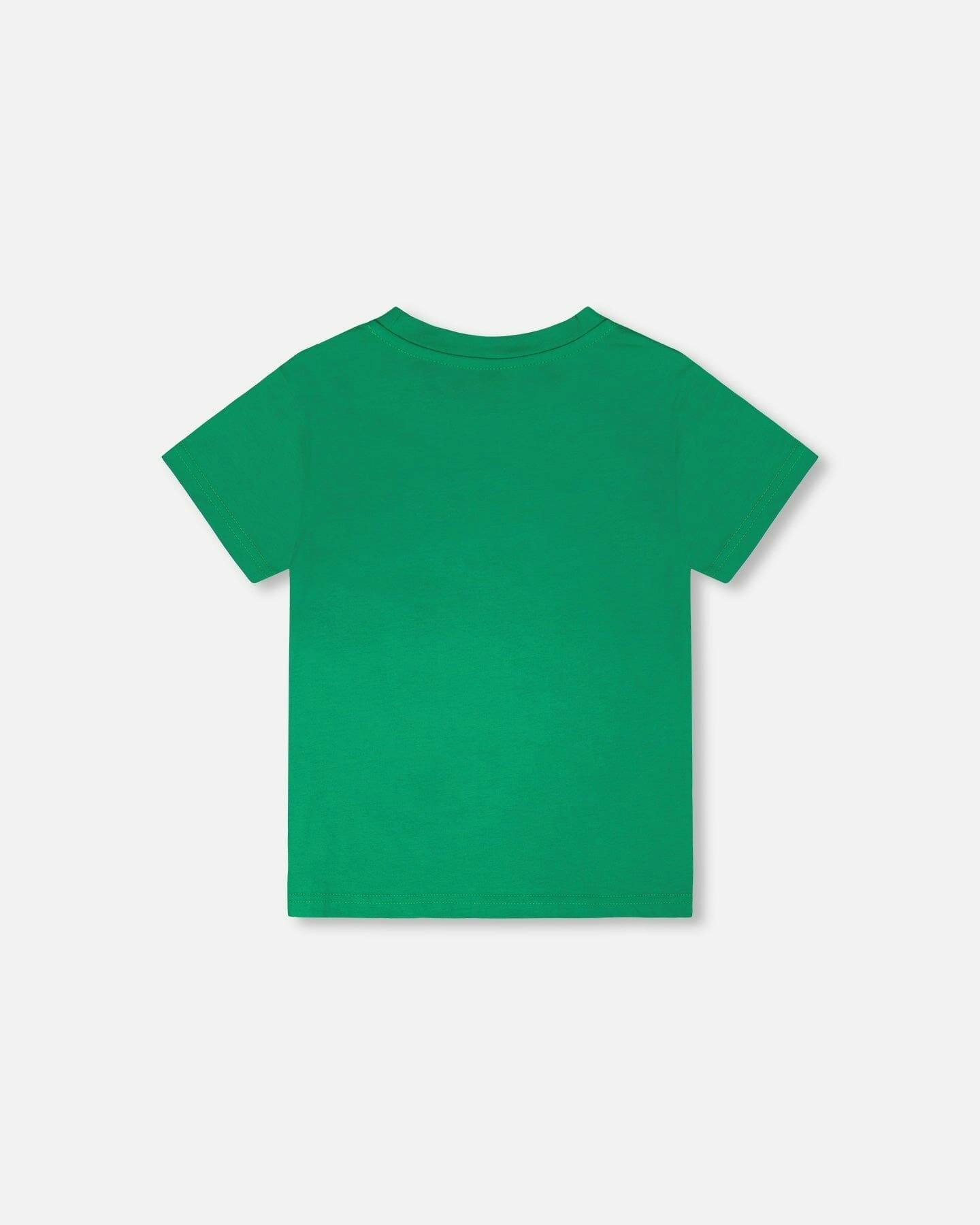 Organic Cotton Jersey T-Shirt With Print Green
