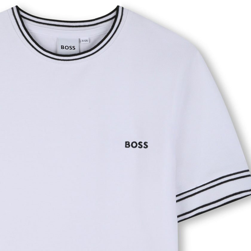 White Contrast Trim T-Shirt