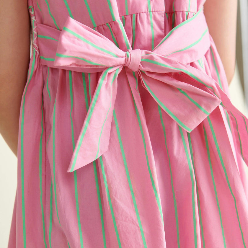 Hand-Smocked Girls Dress Coral