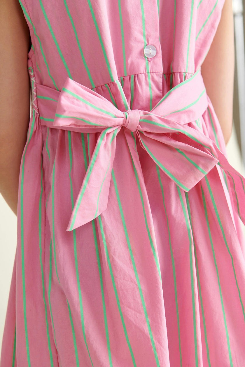 Hand-Smocked Girls Dress Coral