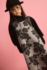 Black Flower Neoprene Apron Dress