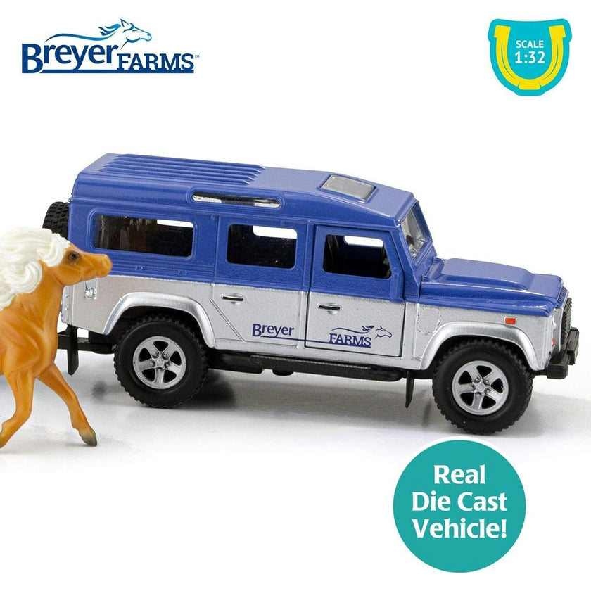 Breyer Horses - Breyer Farms 1:32 Scale Land Rover and Tag-a-Long Trailer Playset w/ 2 Stablemates Horses