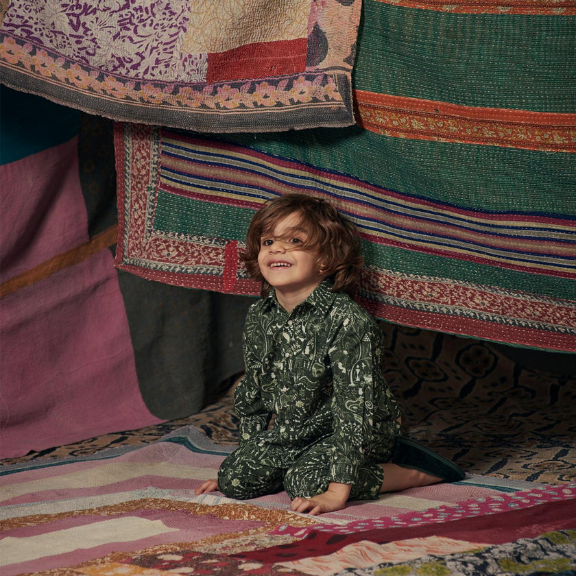 Kids Frankie Shirt and Frankie Pants Folktale Green