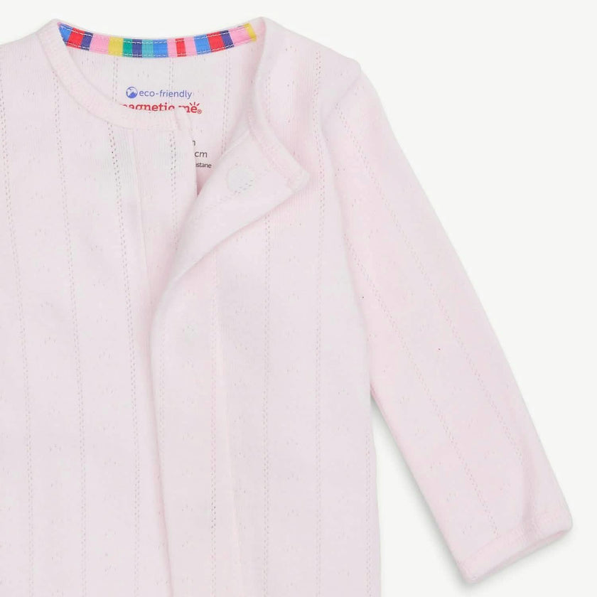 Love Lines Pink Organic Cotton Pointelle Magnetic Footie