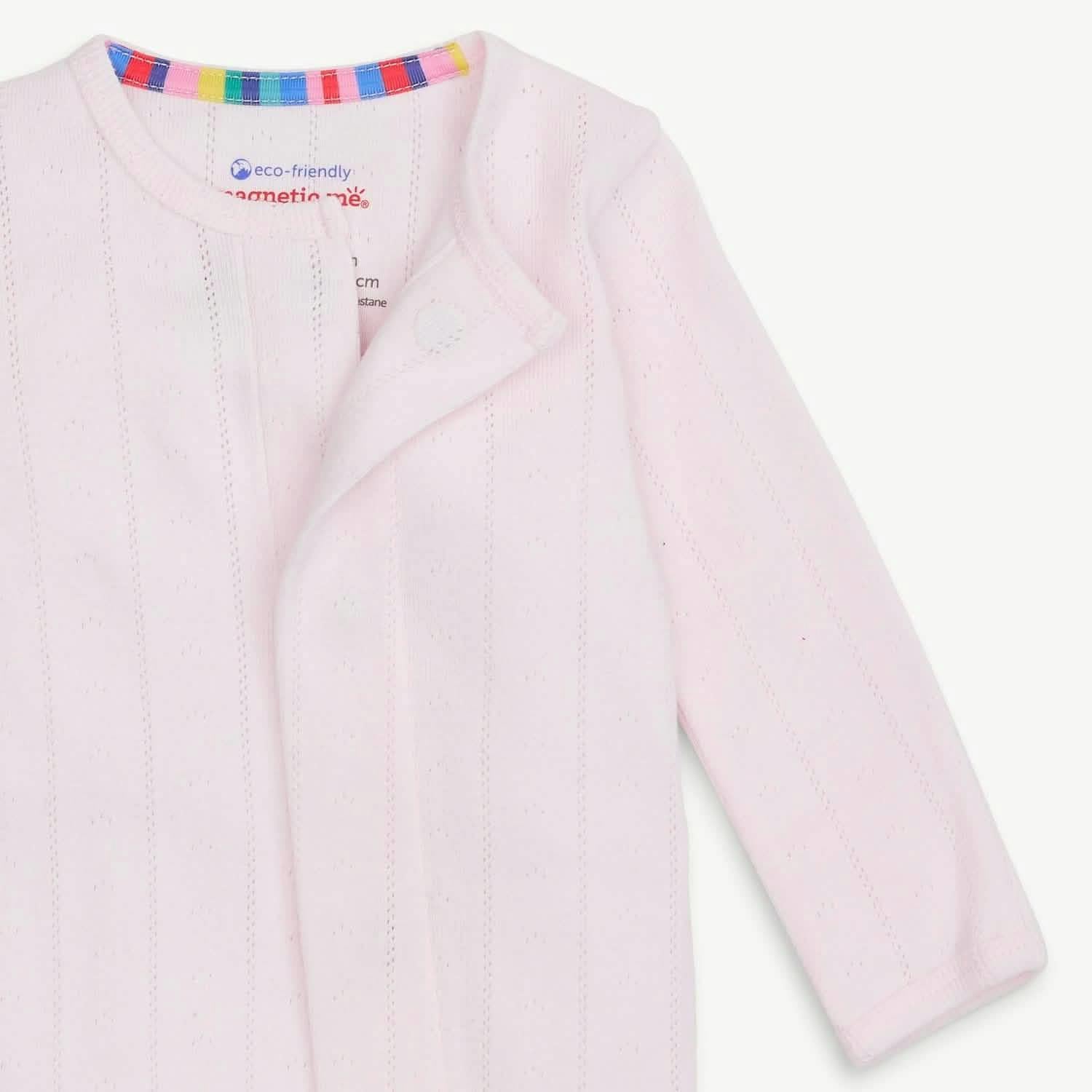 Love Lines Pink Organic Cotton Pointelle Magnetic Footie