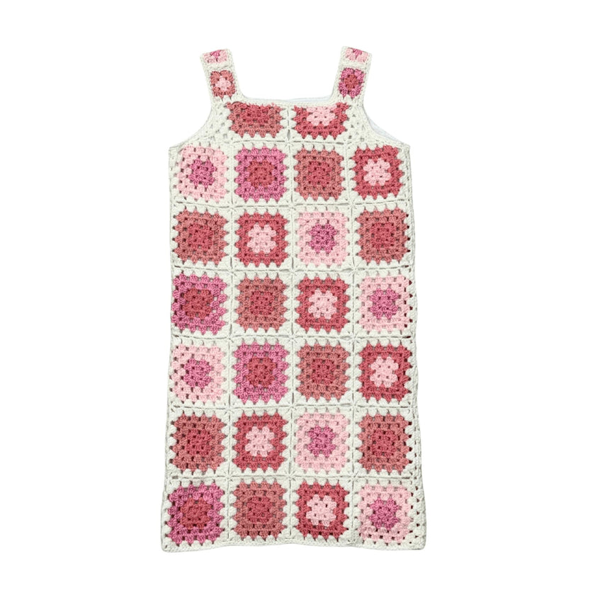 Girls Fitted Crochet Dress in Multicolored