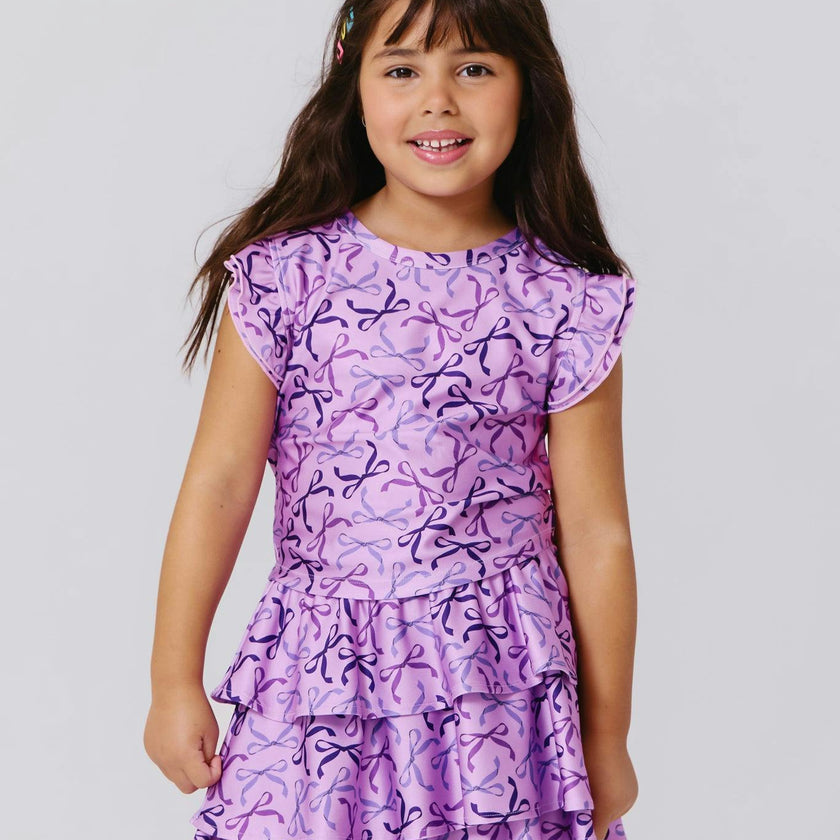 Girls Hi-Shine Ruffle Crop Top