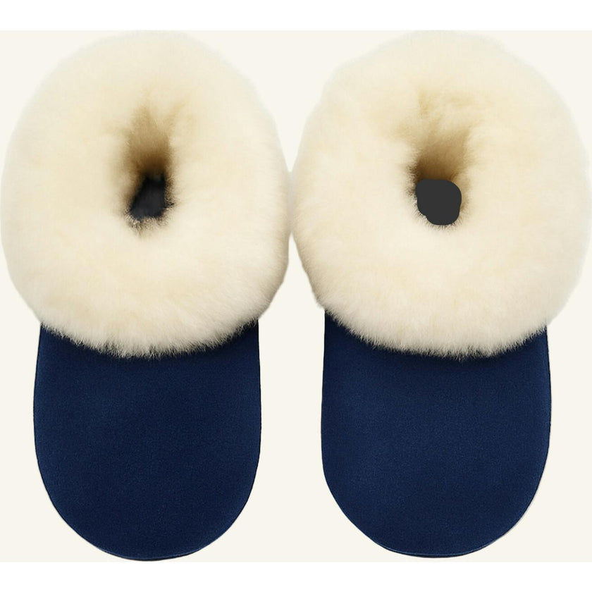 Kids Genuine Alpaca Fur Slippers | Handmade in Peru | Naturally Hypoallergenic | Midnight Navy