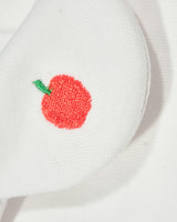 White Knit Blouse With Embroidered Apples