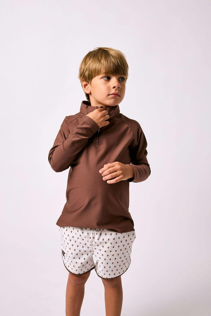 brown retro half-zip
