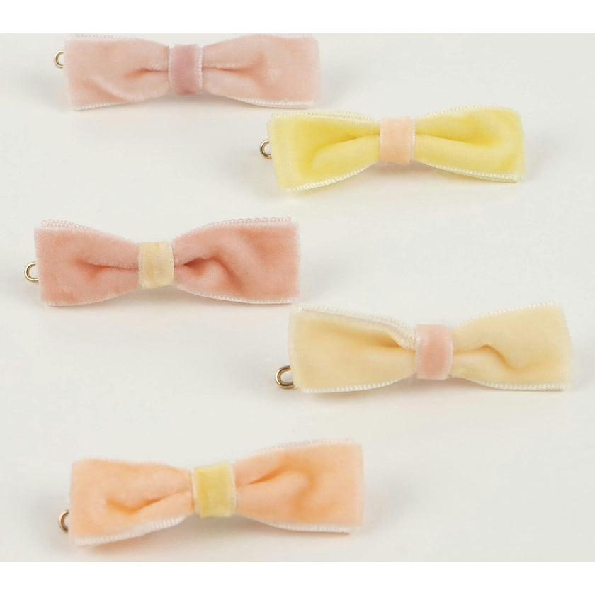 Pastel Velvet Mini Bow Clips