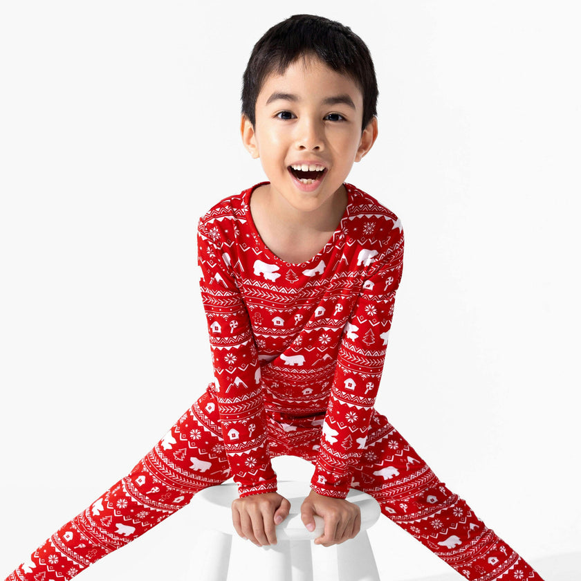 Polar Isle Red Bamboo Kids Pajamas