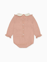 Dusty Pink Ginia Cotton Baby Girl Knitted Romper