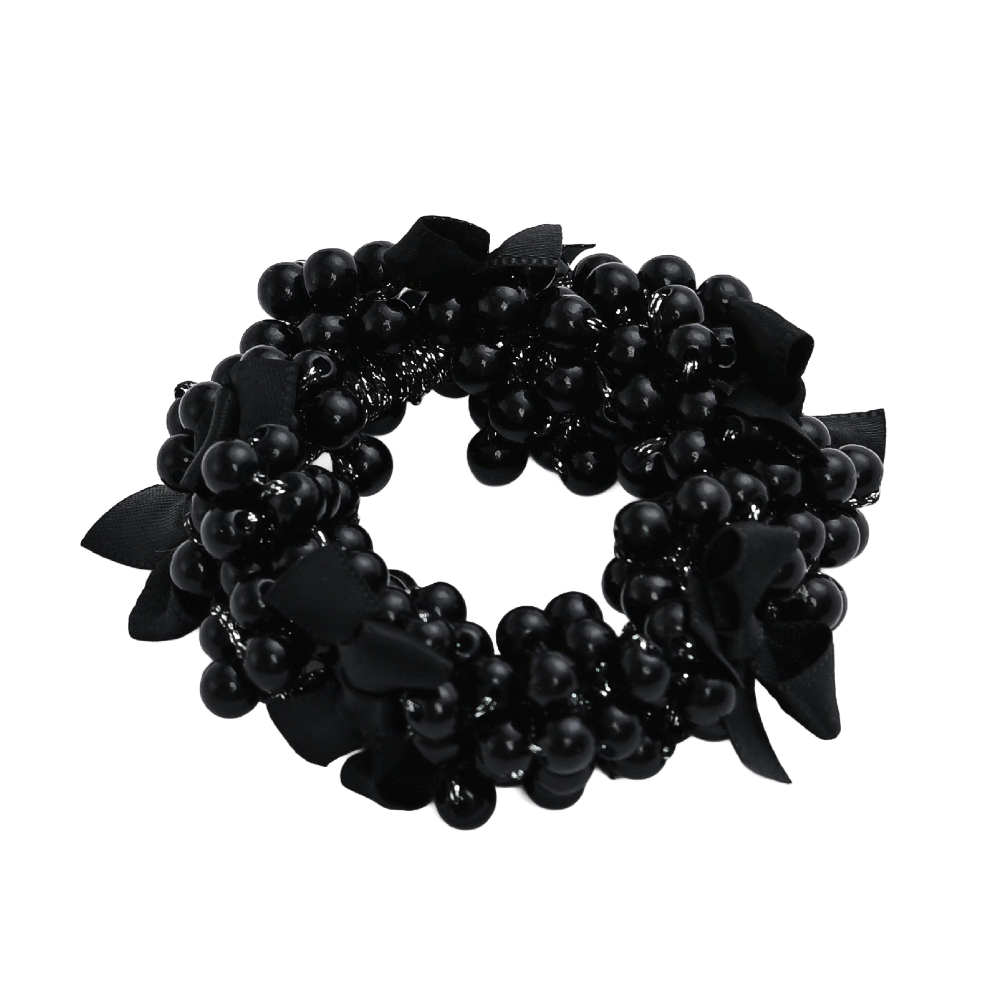 Beaded Bow Scrunchie Set