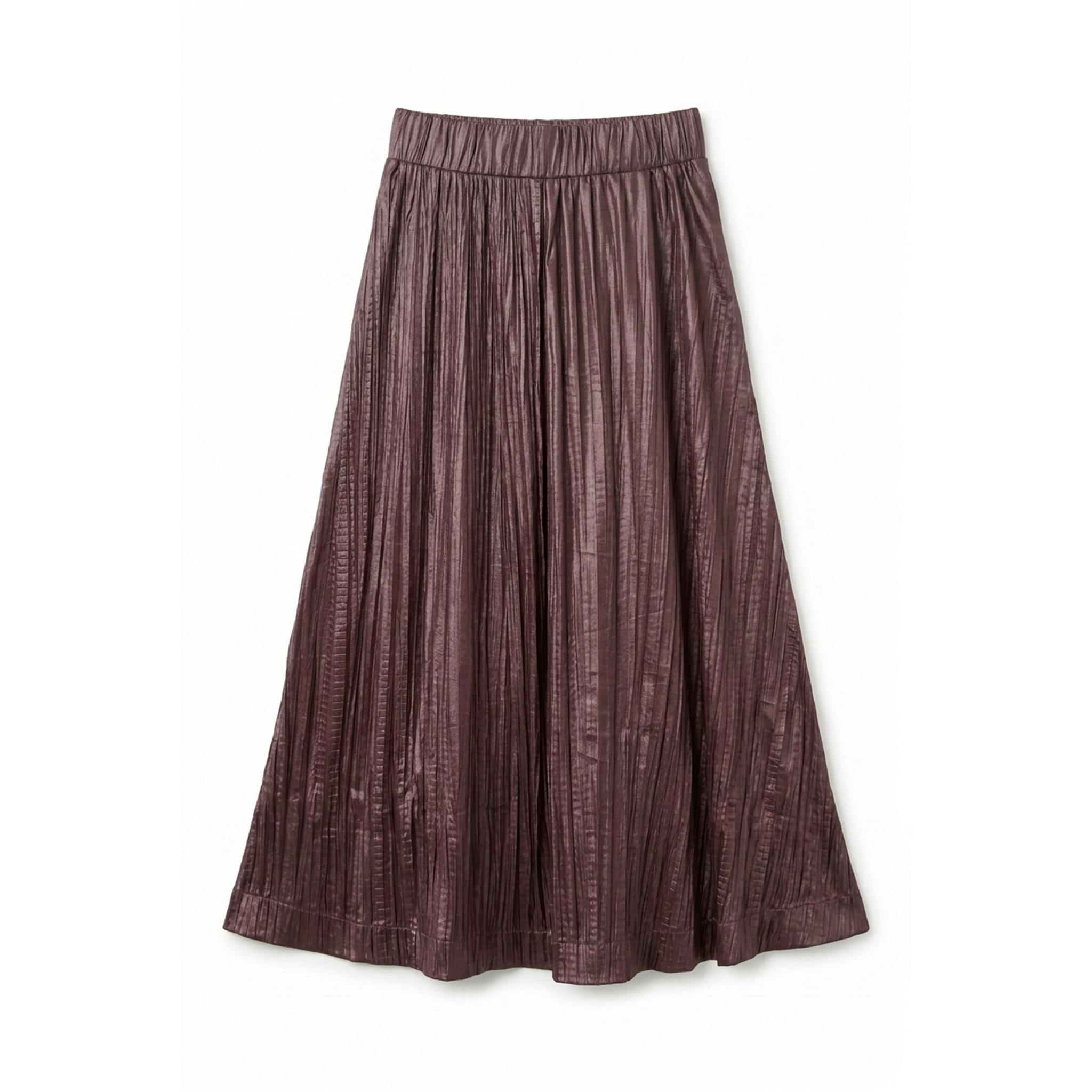 Midi Pleated Leather Skirt