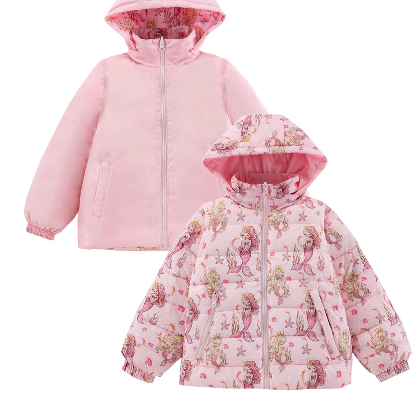 Tanner Reversible Detachable Light Puffer/Vest, Mermaids
