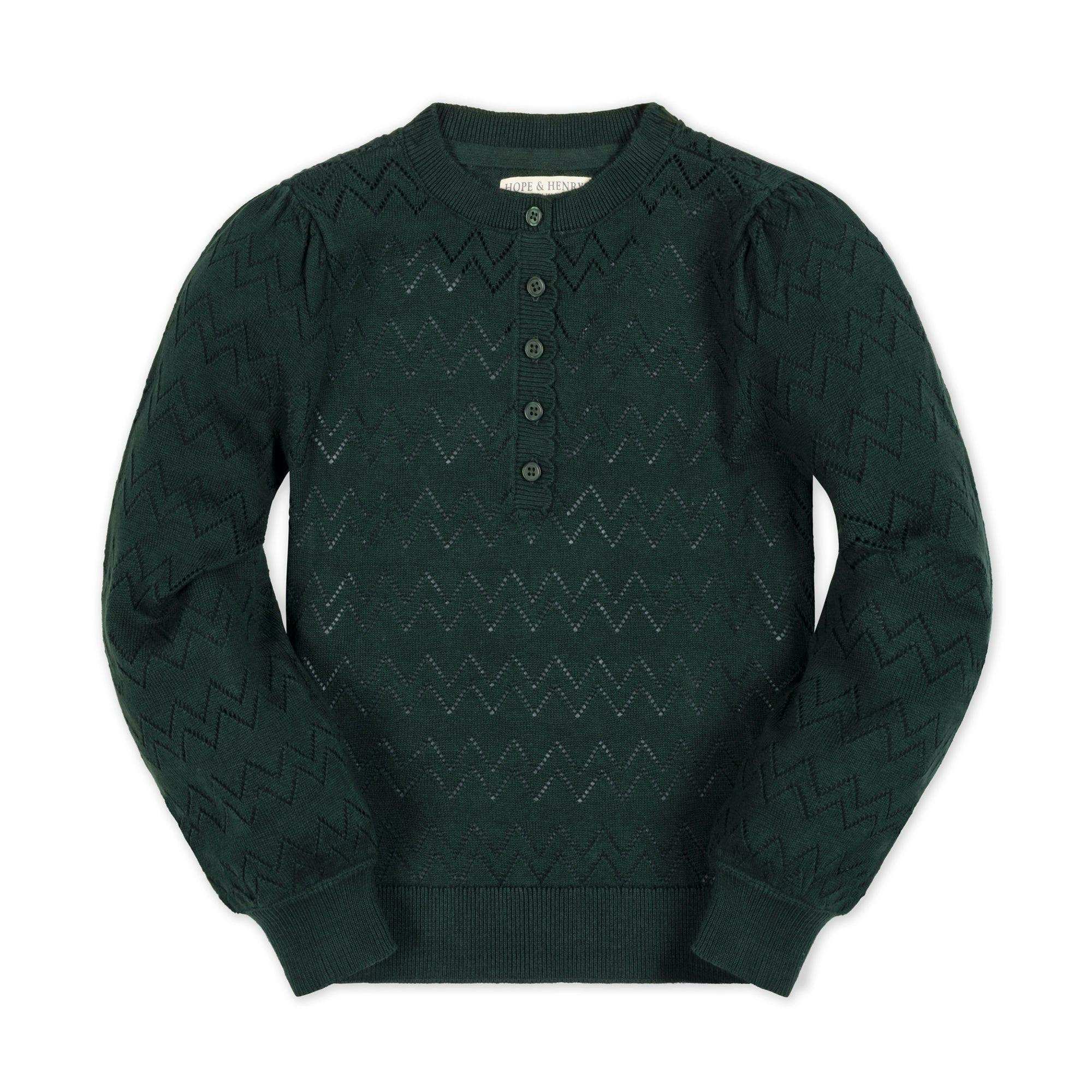 Organic Puff Sleeve Henley Sweater