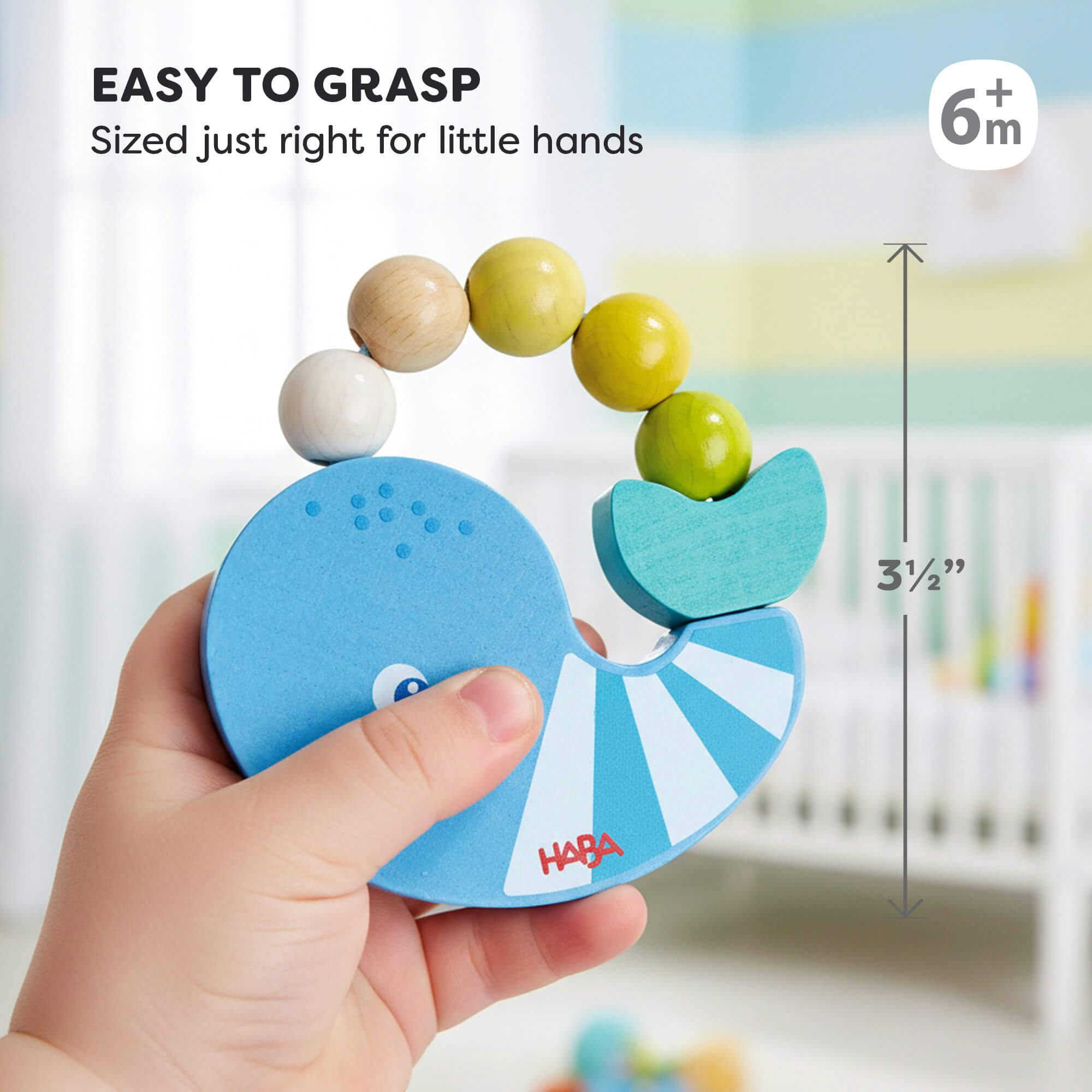 Whale Wooden Grasping Toy Rattle