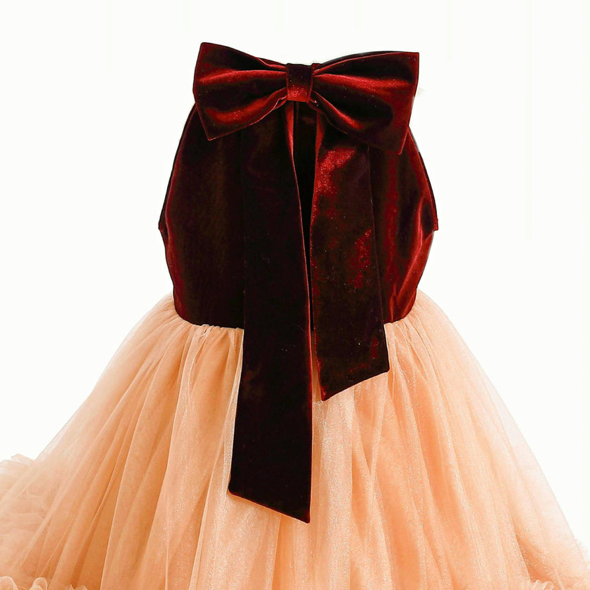 Peach Tulle Pom-Pom Dress