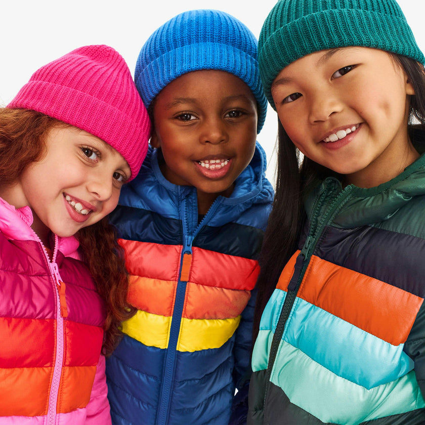 Kids lightweight puffer jacket in stripe