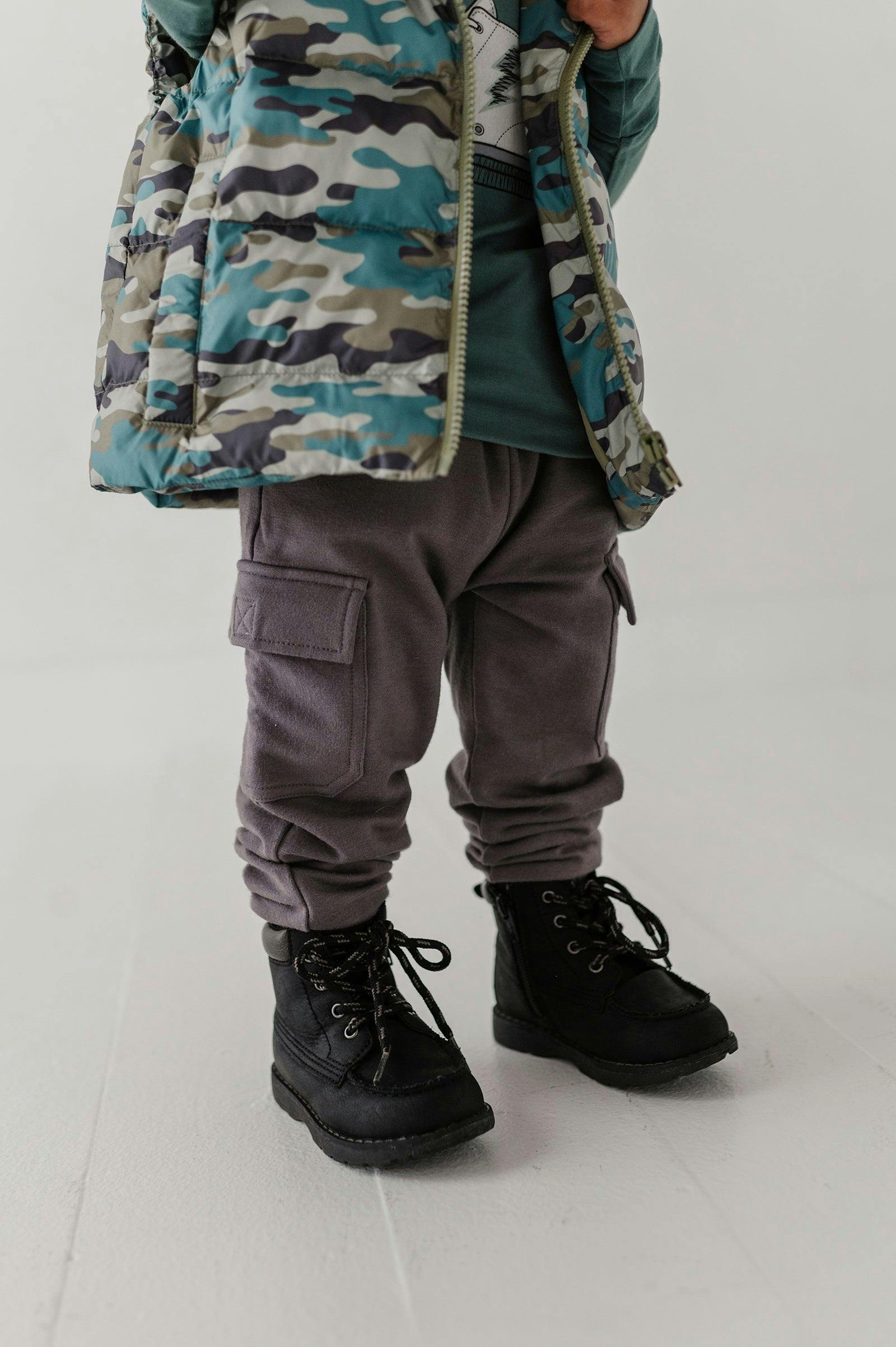 Boys Cargo Pants in Tornado Gray