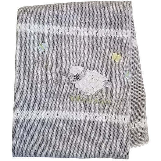 Knit Lamb Baby Blanket, Grey