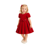 Red Harleigh Double Bow Pleated Dress