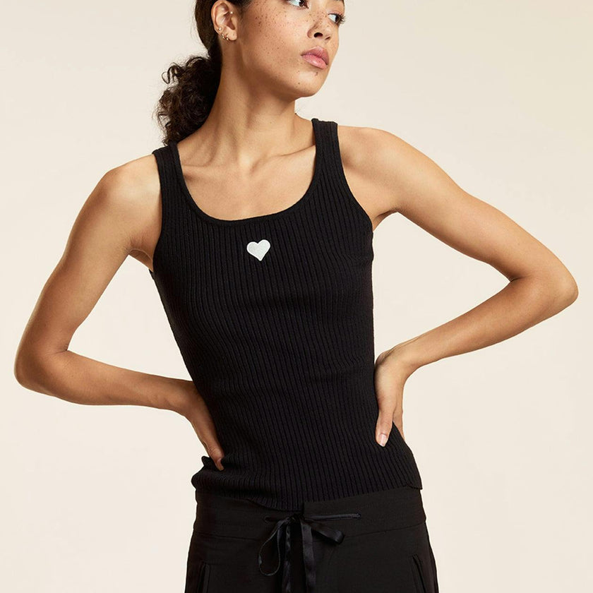 Heart Embroidered Knit Top