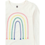 Rainbow Embroidered Crew Neck Long Sleeve T-Shirt, White