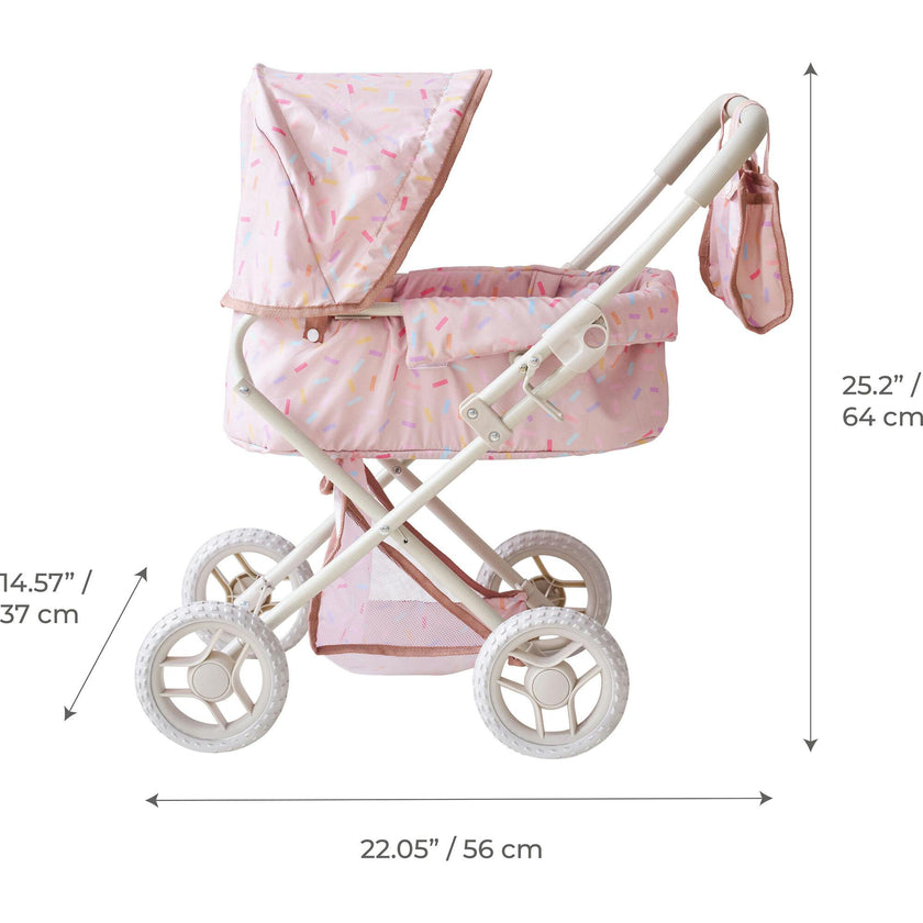 Olivia's Little World Confetti Doll Classic Stroller with Removable Bassinet