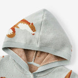 Knitted Birdseye Jacquard Hooded Jumpsuit