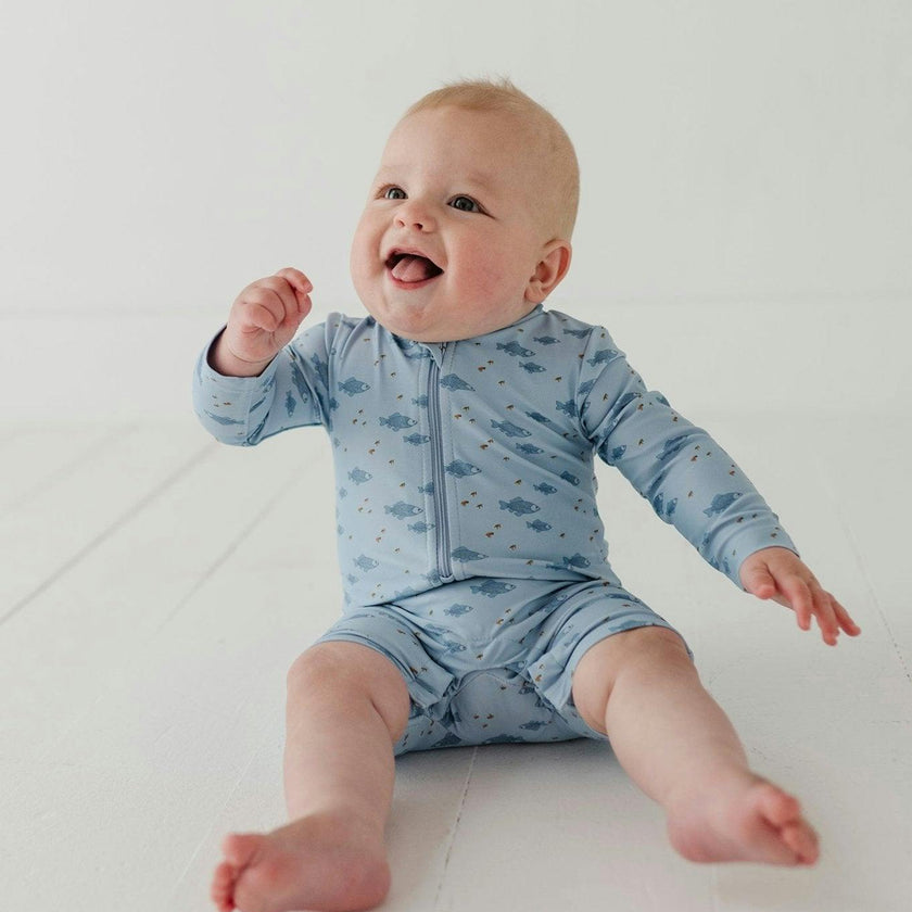 Baby Boy One-Piece Rash Guard Swimsuit in Fish