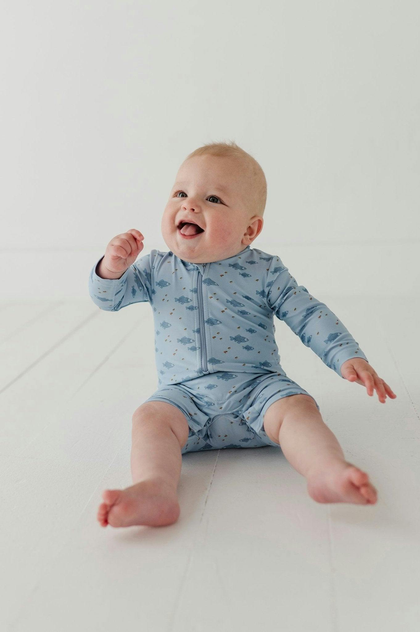 Baby Boy One-Piece Rash Guard Swimsuit in Fish