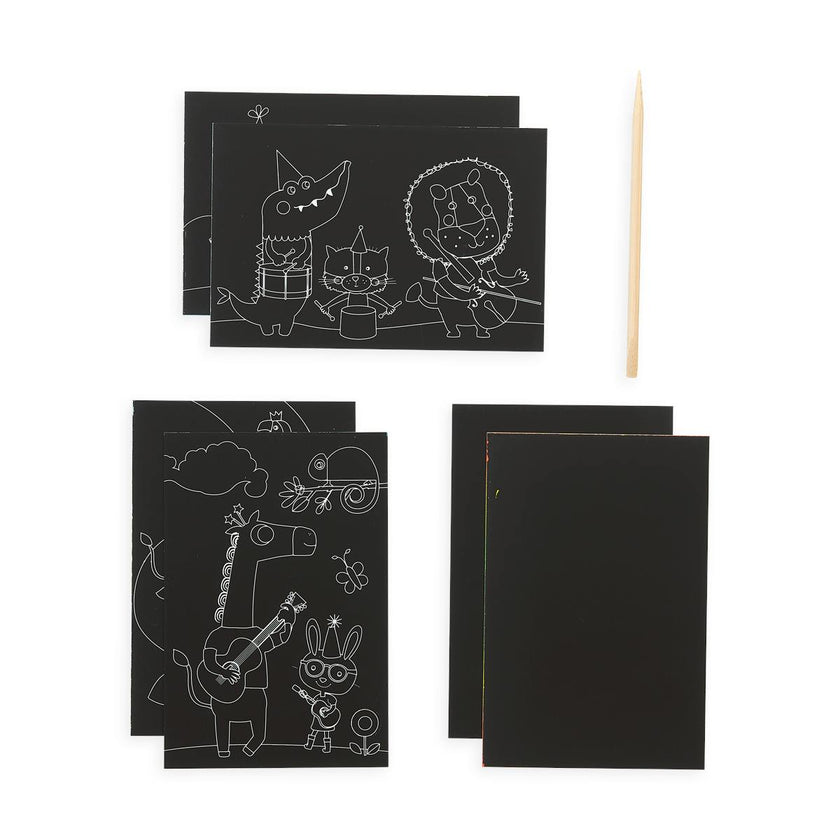 Scratch and Scribble Mini Scratch Art Kit - Safari Party - 6 Cards