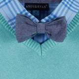 Boys 4-Piece Vest Set | Aqua & Grey Plaid
