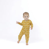 Golden Blooms Ribbed Bamboo Convertible Footie Romper