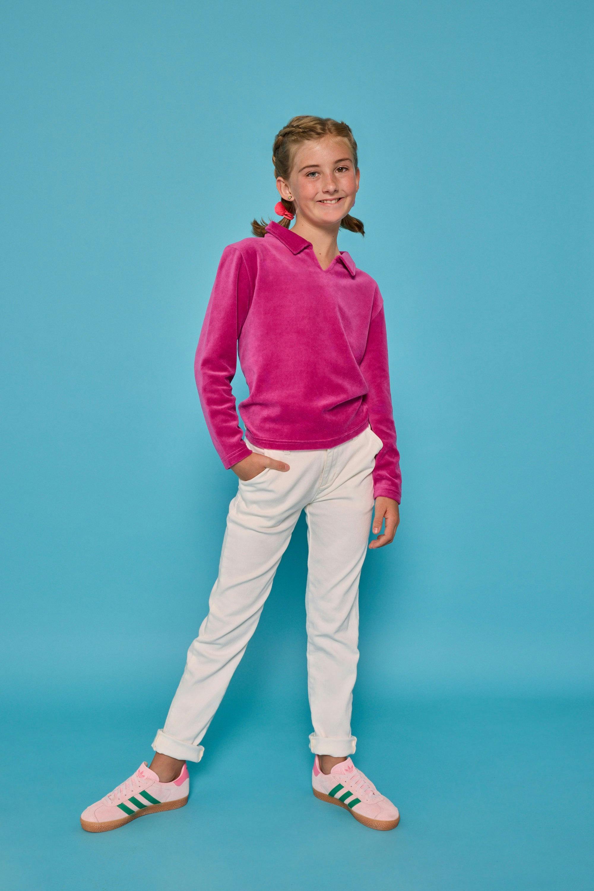 Polo Pullover - Magenta Velour
