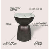 Atarah 20" Contemporary Natural Marble/Metal Handmade Hourglass End Table
