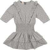 Textured Floral 3/4 Sleeve Peplum Dress