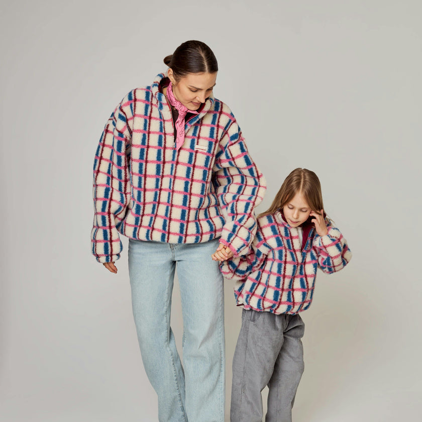 children's merino wool kangaroo jacket - pink & cobalt