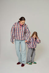 children's merino wool kangaroo jacket - pink & cobalt