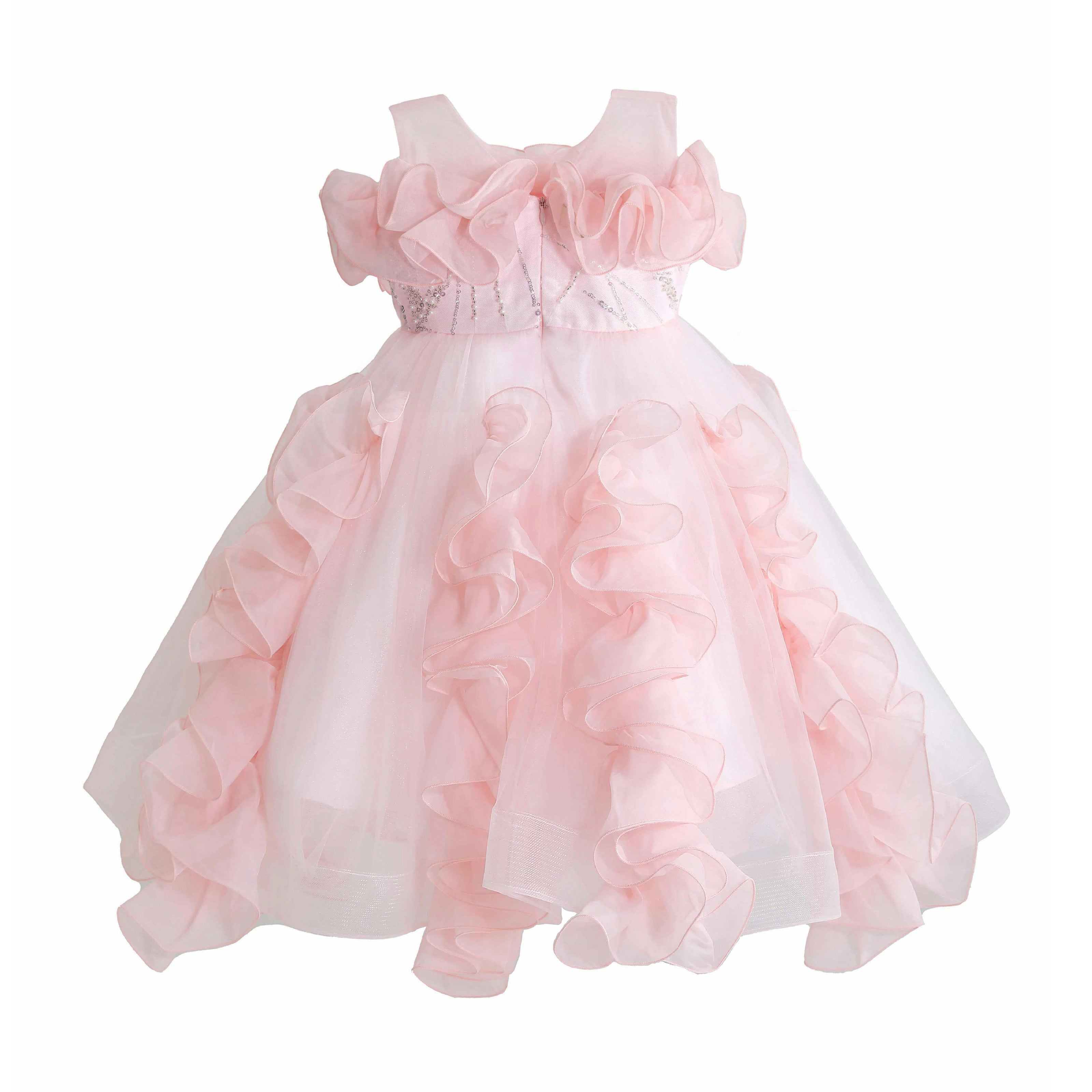 Pink Avalora Ruffled Formal Dress