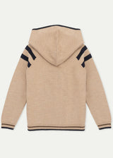 The Beige Merino Cable Knit Zip-Up Hoodie