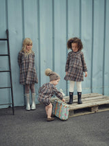 Sweet Plaid Long Puff Sleeve Top & Shorts Set