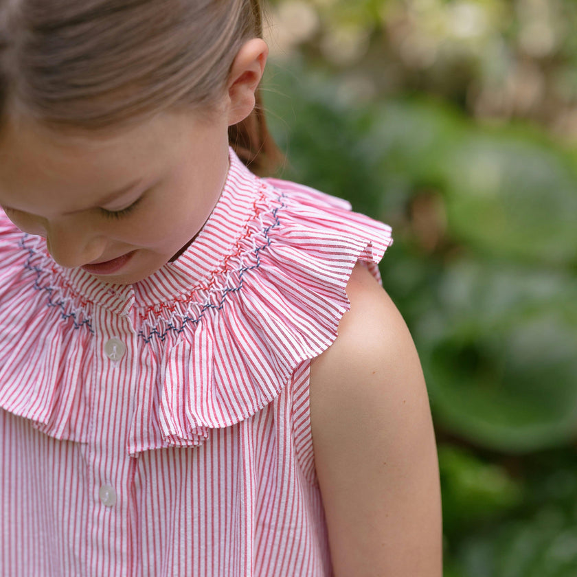 Molly Anne Dress in Red Seersucker