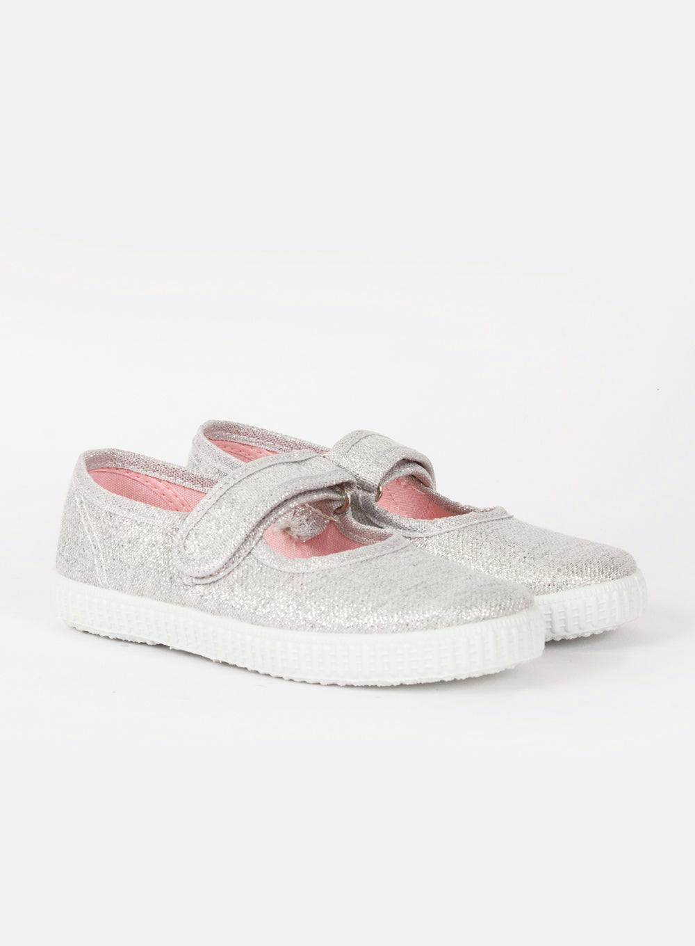 Hampton Canvas Martha Shoes in Silver