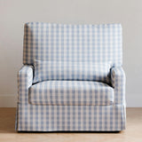 Crawford Pillowback Chair and a Half Comfort Swivel Glider in Blue Gingham