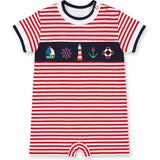 Stripe Knit Shortall With Nautical Applique