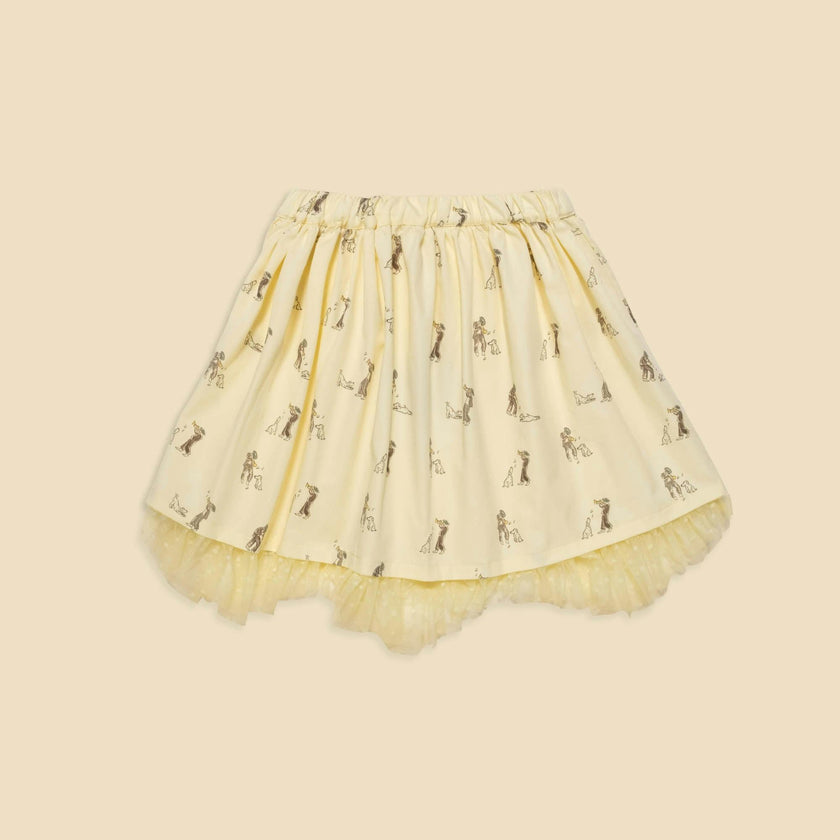 Tulle Layered Skirt in Pale Yellow Duet