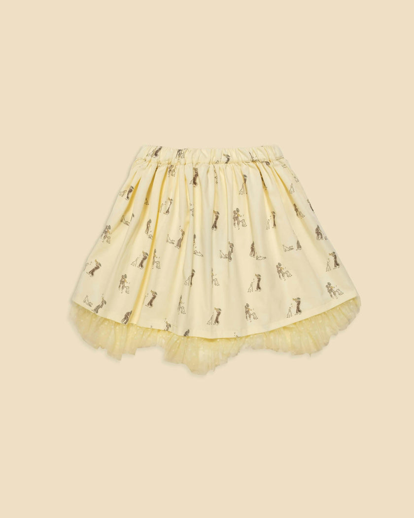 Tulle Layered Skirt in Pale Yellow Duet